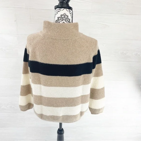 MaxMara Striped Mock Turtleneck Cashmere Sweater. Beautiful! - Picture 3 of 7
